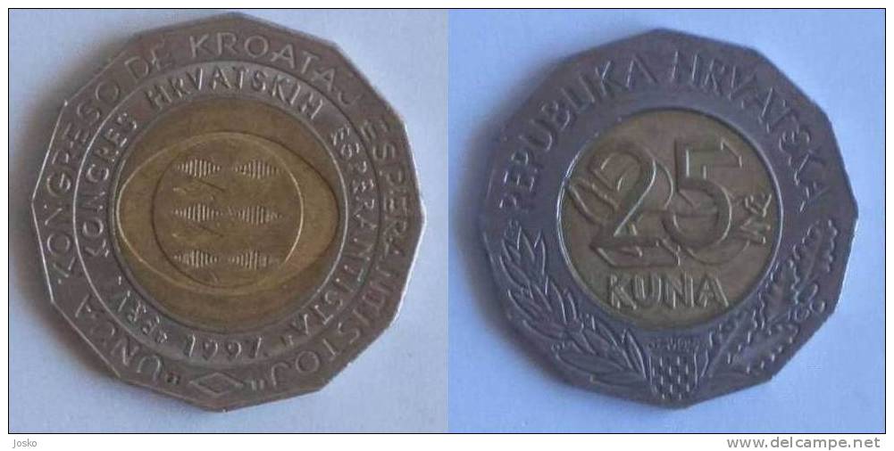 25 KUNA - Esperanto Congress 1997. (Croatia) Bi-metallic Bimétallique Bimetalica Bimetallica Coin Monnaie Monete Munze - Kroatien