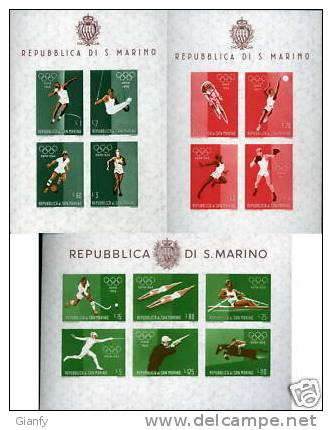 SAN MARINO 3 FOGLIETTI OLIMPIADI ROMA 1960 SPLEND - Blocchi & Foglietti