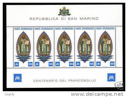 SAN MARINO FOGLIETTO CENTENARIO 1977 SPLEND - Blocks & Kleinbögen