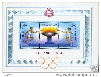 SAN MARINO FOGLIETTO OLIMPIADE LOS ANGELES 1977 SPLEND - Blocks & Sheetlets