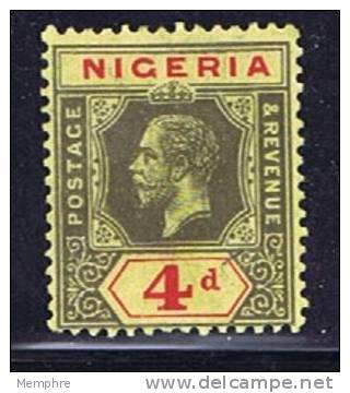 NIGERIA  Wmk Multi Crown &amp; CA    4 D. On Deep Yellow, Yellow Back, Thick Paper  SG 6b  MH * - Nigeria (...-1960)