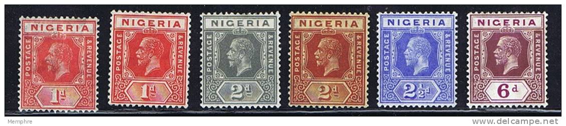 NIGERIA  Wmk Multi Crown &amp; Script CA  1 D. Die I, Die II; 2 D Grey Die II, 6 D. Die II  SG 16, 16a, 18, 19, 21, 25a - Nigeria (...-1960)