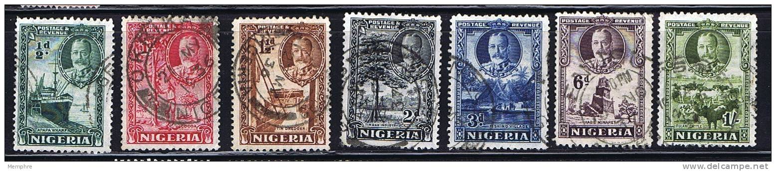 NIGERIA  Georg V Pictorials  SG 34-8, 40-1 Used - Nigeria (...-1960)