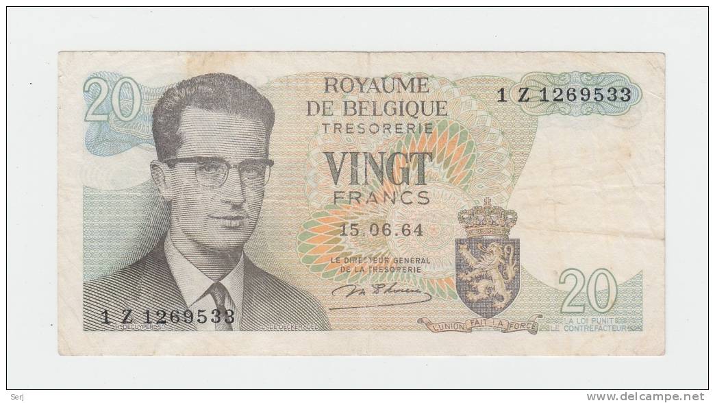 Belgium BELGIQUE 20 Francs 1964 VF+ P 138 - Other & Unclassified