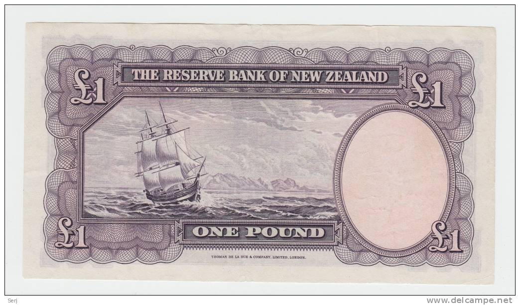 New Zealand 1 Pound 1940-55 VF++  Banknote P 159a 159 A (Hanna) - Nueva Zelandía