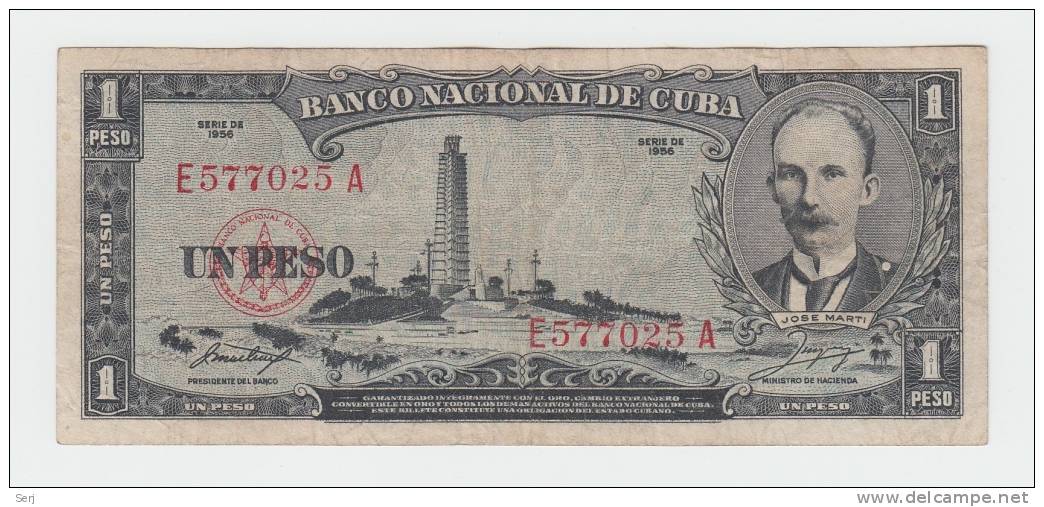 CUBA 1 PESO 1956 VF P 87a 87 A - Cuba