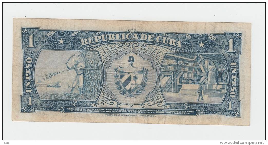 CUBA 1 PESO 1956 VF P 87a 87 A - Cuba