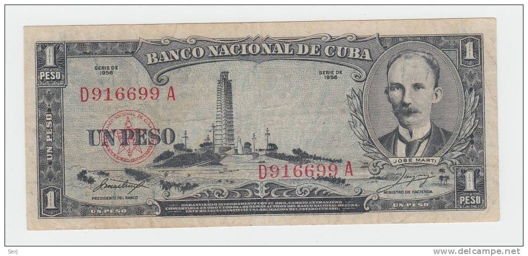 CUBA 1 PESO 1956 VF P 87a 87 A - Cuba