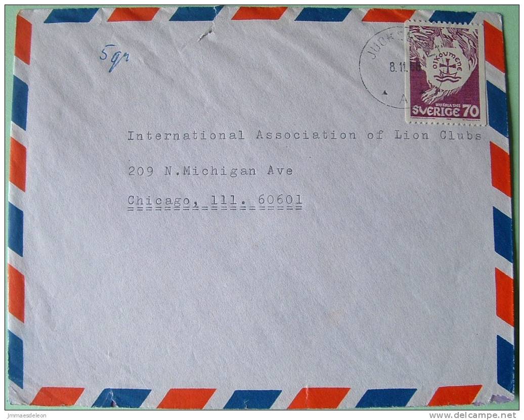 Sweden 1968 Cover To Chicago USA - World Council Of Churches - Cross Ship Boat - Covers & Documents