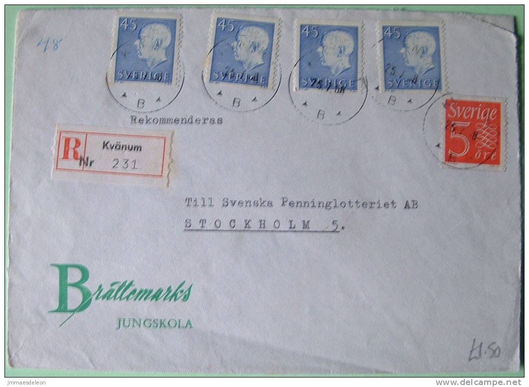 Sweden 1968 Registered Cover To Stockholm - Gustaf VI + Numeral - Cartas & Documentos