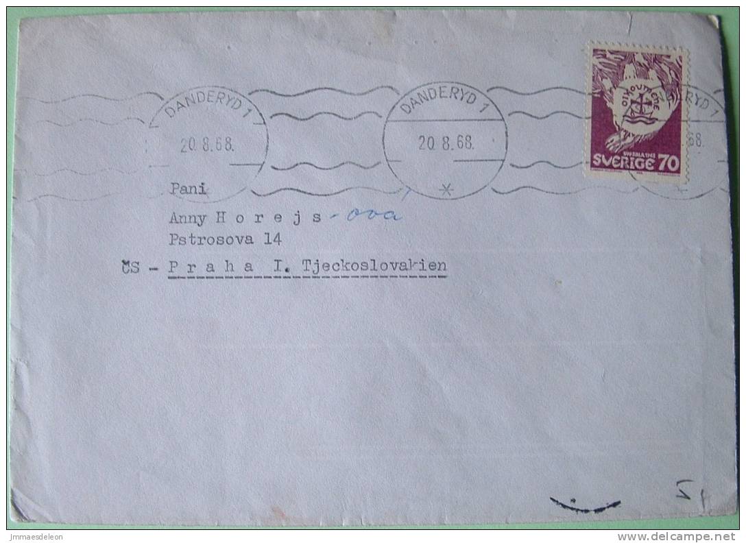 Sweden 1968 Cover To Praha Czech - World Council Of Churches - Cross Ship Boat - Briefe U. Dokumente