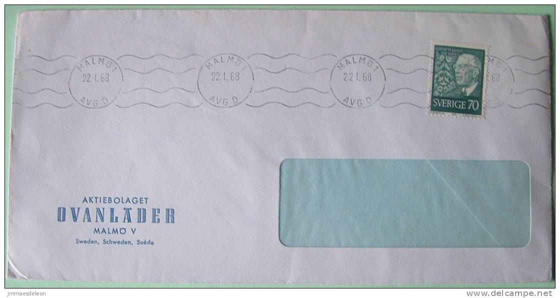 Sweden 1968 Cover From Malmo - Gustaf VI - Lettres & Documents