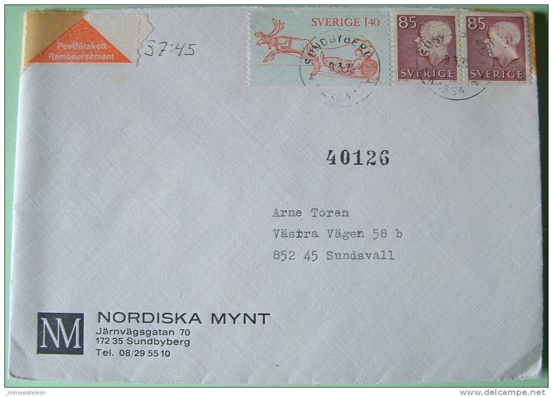 Sweden 1972 Cover To Sundsvall - Gustaf VI - Lapponia Reindeer - Covers & Documents