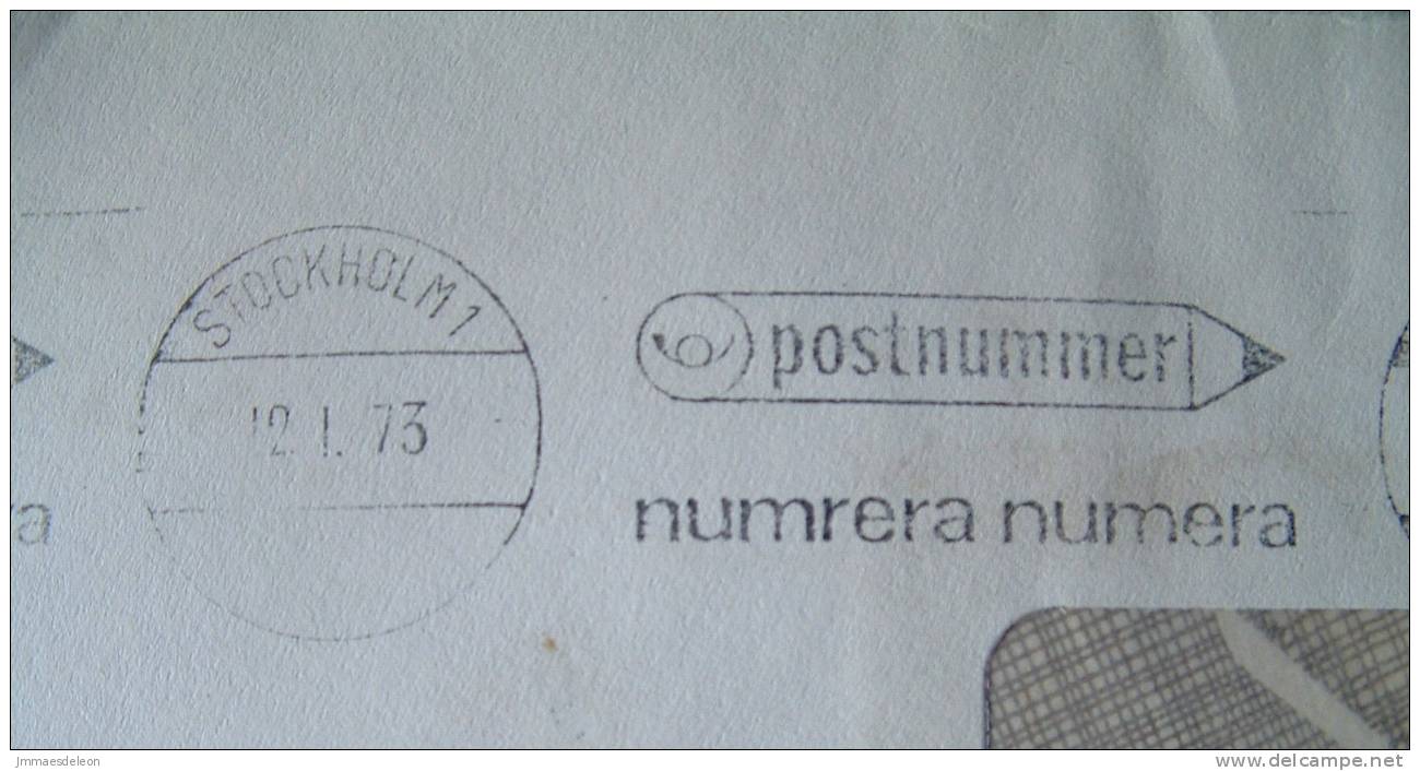 Sweden 1973 Cover From Postal Services Stockholm (in French) - Machine Franking Pencil Shape - Lettres & Documents