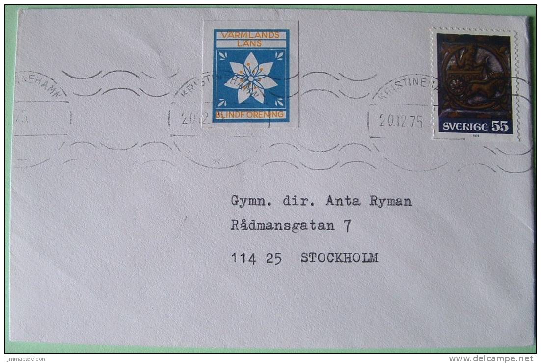 Sweden 1975 Cover To Stockholm - Chariot Of The Sun - Horse - Flower Label - Covers & Documents