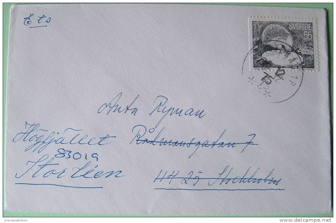 Sweden 1975 Cover To Stockholm And Storleen - Hedgehog - Lettres & Documents