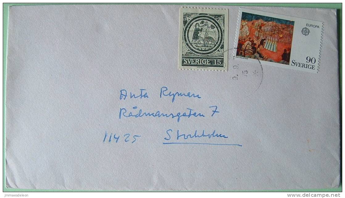 Sweden 1975 Cover To Stockholm - Europa New Year - Man Fighting Bears - Storia Postale