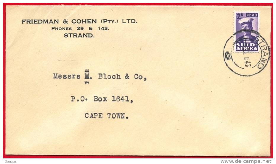 South Africa 1946. STRAND Postmarl/cancel. - Covers & Documents