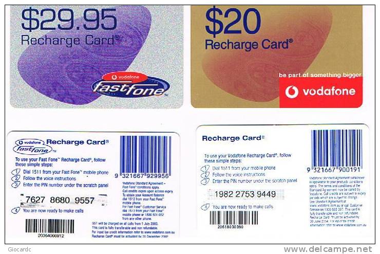 AUSTRALIA - VODAFONE    ( GSM RECHARGE) -  LOT OF 2 DIFFERENT  - USED  -  RIF. 3812 - Australie