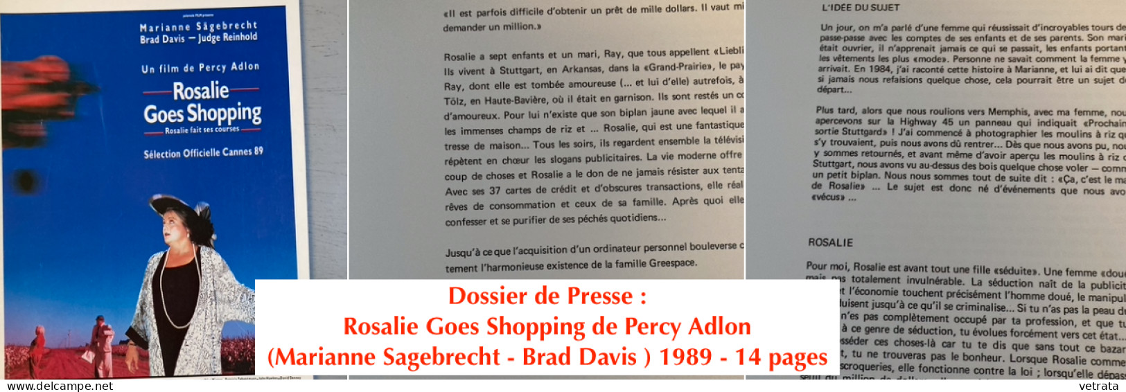 Dossier De Presse  : Rosalie Goes Shopping De Percy Adlon (Marianne Sagebrecht - Brad Davis ) 1989 - 14 Pages - Altri & Non Classificati