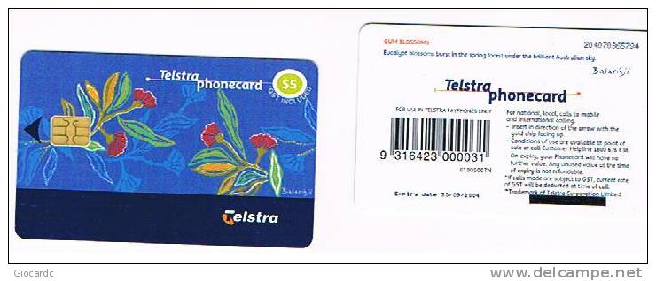 AUSTRALIA - TELSTRA    (CHIP) -  2001 GUM BLOSSOMS    EXP. 9.2004 CORRECTED        - USED  -  RIF. 3771 - Australie