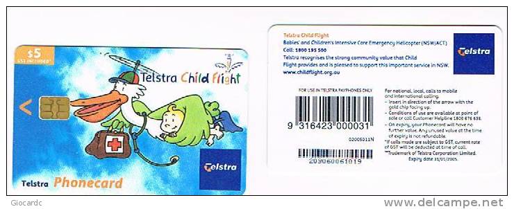 AUSTRALIA - TELSTRA    (CHIP) -  2002 CHILD FLIGHT     EXP. 1.2005      - USED  -  RIF. 3776 - Australia
