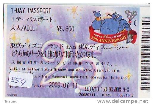 Disney * PASSPORT * Entreecard JAPON * TOKYO DISNEYLAND  (854) JAPAN PASS * CINEMA * FILM * - Disney