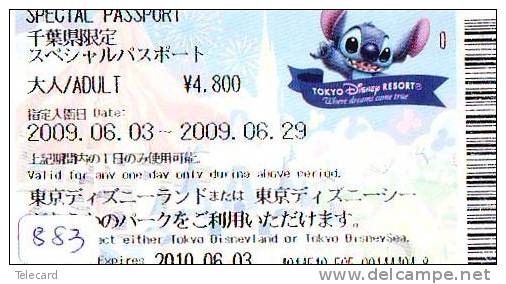 Disney * PASSPORT * Entreecard JAPON * TOKYO DISNEYLAND  (883) JAPAN PASS * CINEMA * FILM * LILO AND STITCH - Disney
