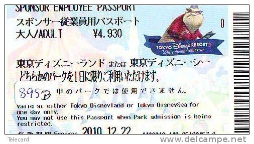 Disney * PASSPORT * Entreecard JAPON * TOKYO DISNEYLAND  (895b) JAPAN PASS * CINEMA * FILM * MONSTERS - Disney