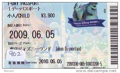 Disney * PASSPORT * Entreecard JAPON * TOKYO DISNEYLAND  (902) JAPAN PASS * CINEMA * FILM * MONSTERS - Disney