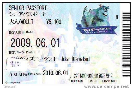 Disney * PASSPORT * Entreecard JAPON * TOKYO DISNEYLAND  (910) JAPAN PASS * CINEMA * FILM * MONSTERS - Disney