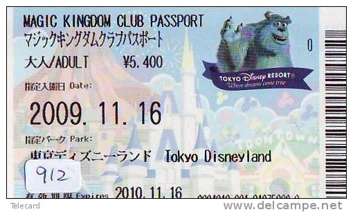 Disney * PASSPORT * Entreecard JAPON * TOKYO DISNEYLAND  (912) JAPAN PASS * CINEMA * FILM * MONSTERS - Disney