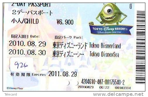 Disney * PASSPORT * Entreecard JAPON * TOKYO DISNEYLAND  (926) JAPAN PASS * CINEMA * FILM * MONSTERS - Disney