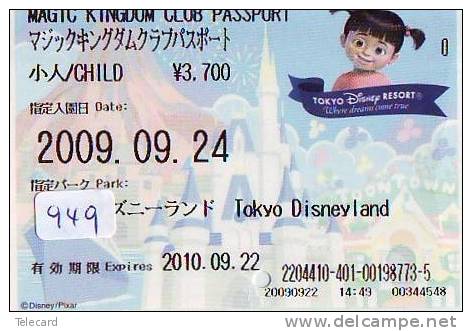 Disney * PASSPORT * Entreecard JAPON * TOKYO DISNEYLAND  (949) JAPAN PASS * CINEMA * FILM * MONSTERS - Disney