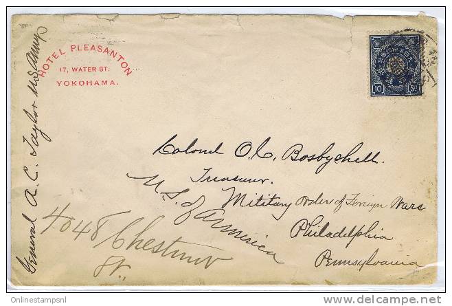 Japan Hotel Cover 1908 Yokohama Gen. AC Taylor Autograph To Military Order Of Foreign Wars - Cartas & Documentos