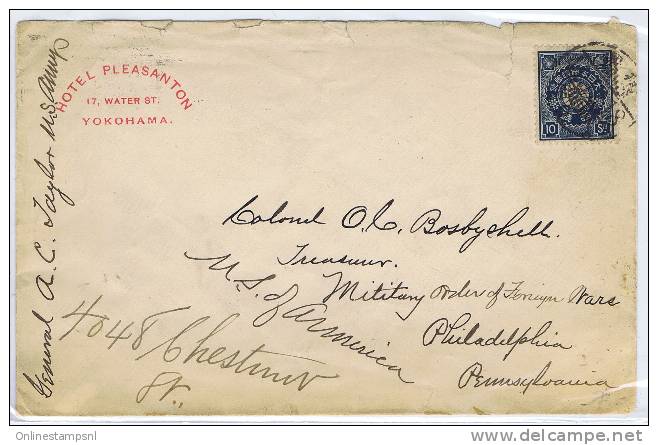 Japan Hotel Cover 1908 Yokohama Gen. AC Taylor Autograph To Military Order Of Foreign Wars - Brieven En Documenten