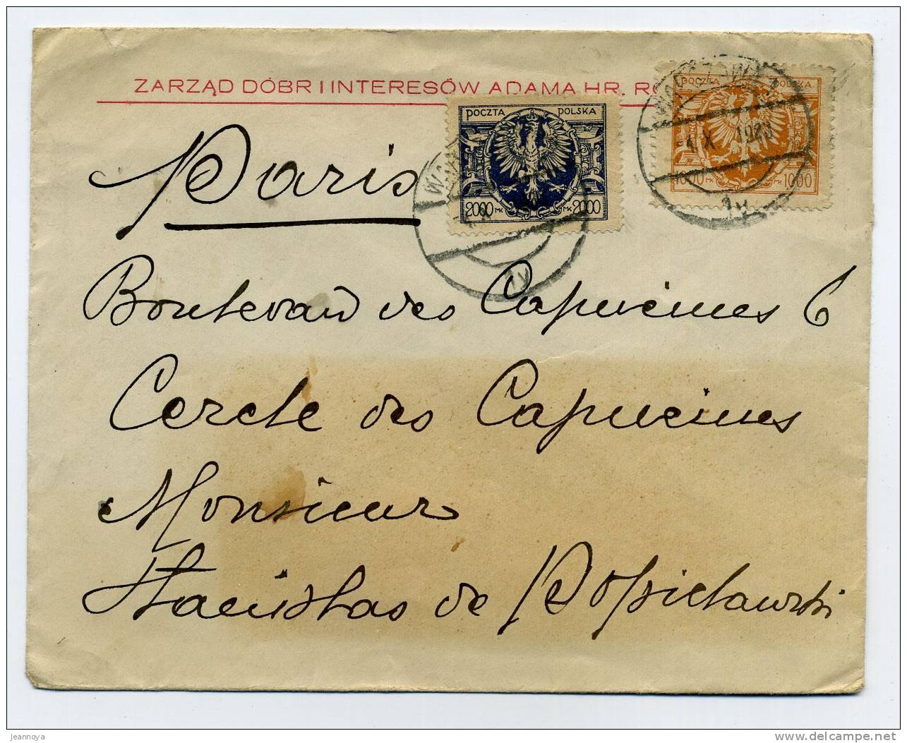 POLOGNE - N) 266 + 267 SUR LETTRE DE WARSZAWA POUR PARIS LE 1/10/23 - TB - Lettres & Documents