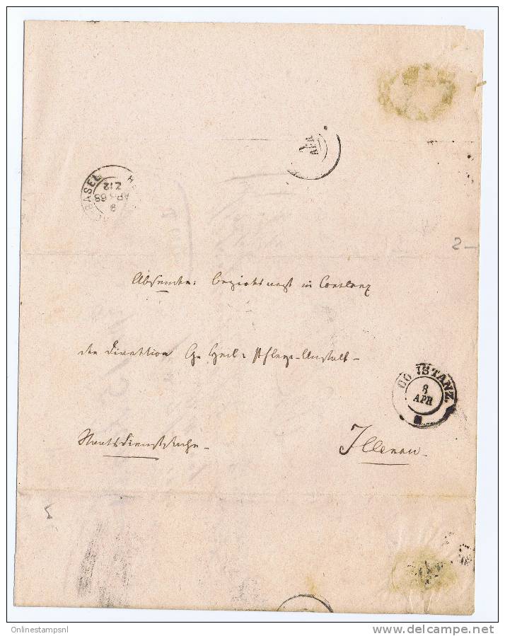 Switserland: Cover / Letter 1860, Constanz / Basel - ...-1845 Precursores