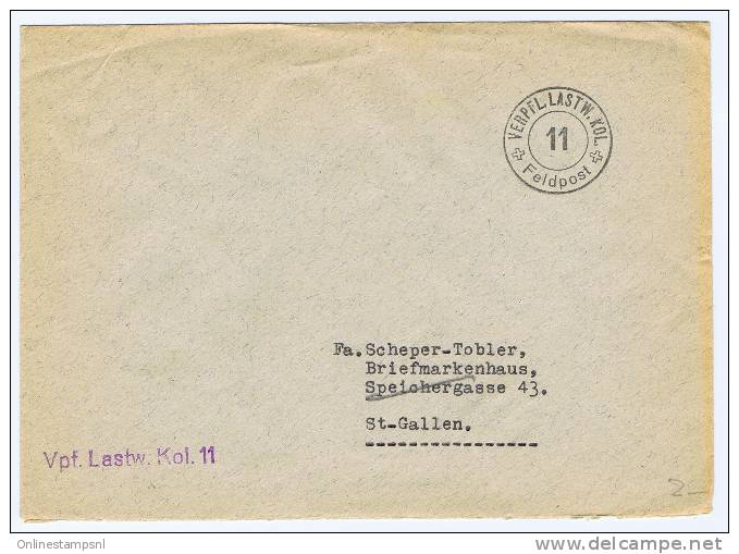 Switserland: Feldpost Vpf.Lastw. Kol. 11t To St. Gallen - Cartas & Documentos