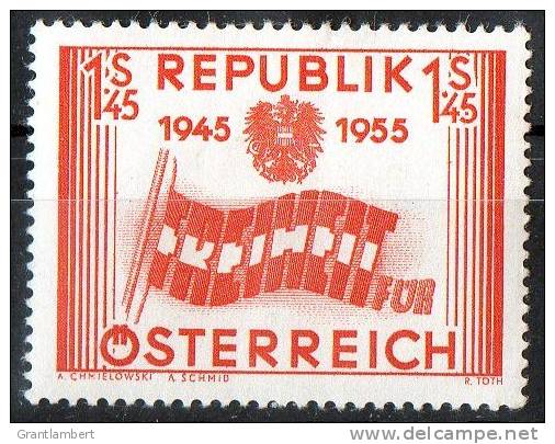 Austria 1955 10th Anniversary Of Republic 1s45 Freedom MH  SG 1271 - Unused Stamps