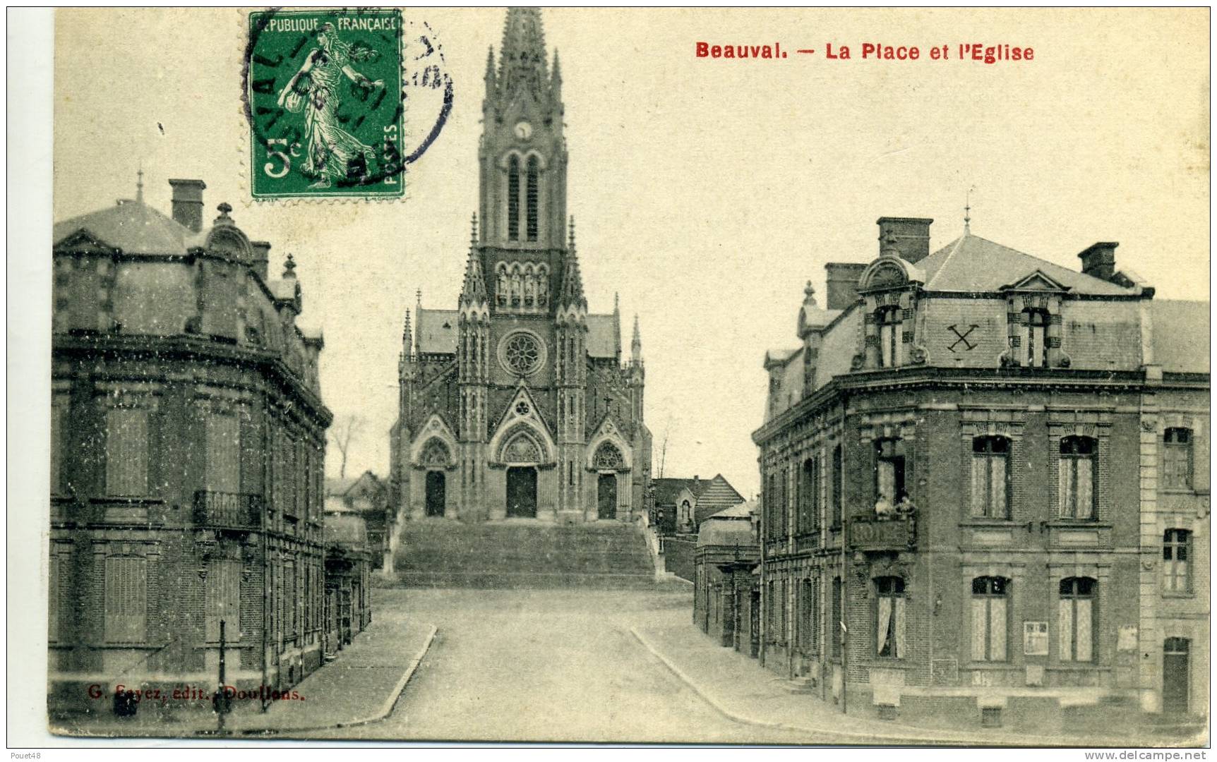 80 - BEAUVAL - La Place Et L'Eglise - Beauval