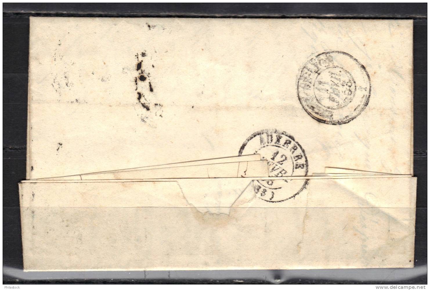 FRANCE N° 10 Obl.  S/lettre Entiére Superbe  Paris/Auxerre - 1852 Louis-Napoléon