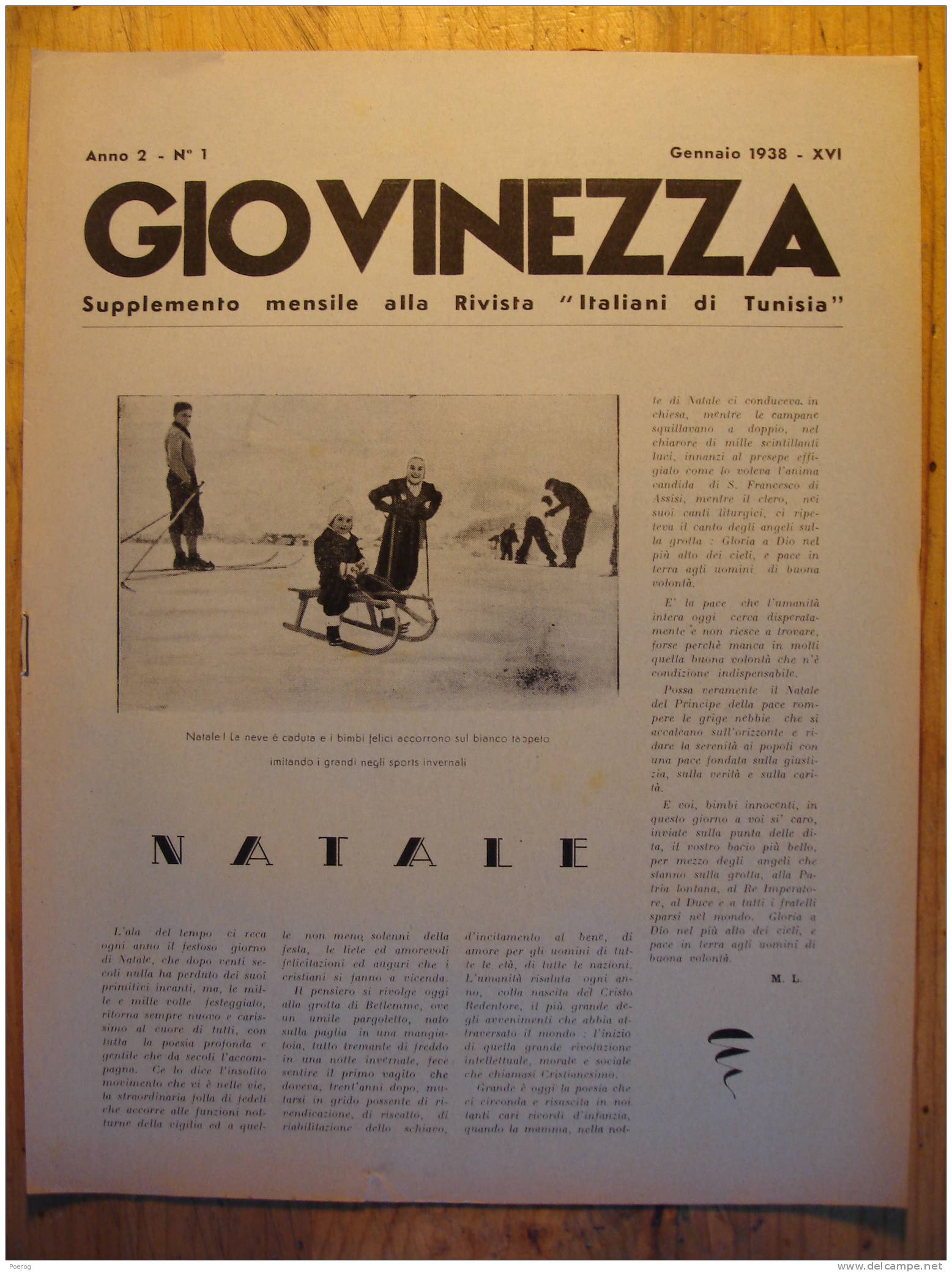 GIOVINEZZA SUPPLEMENT ITALIANI DI TUNISIA JANVIER 1938 TUNISIE VOILIER BATEAU CAIO DUILIO PUBLICITE NESTLE PROPAGANDE - Altri & Non Classificati