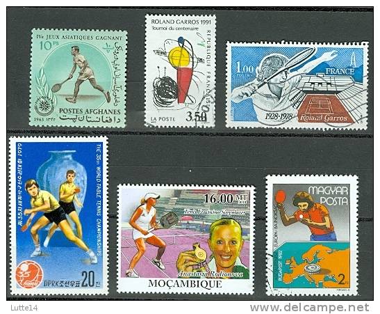 TENNIS 05: Lot De 6 Timbres France Afghanistan Corée Mozambique Hongrie + Tennis De Table - Tennis