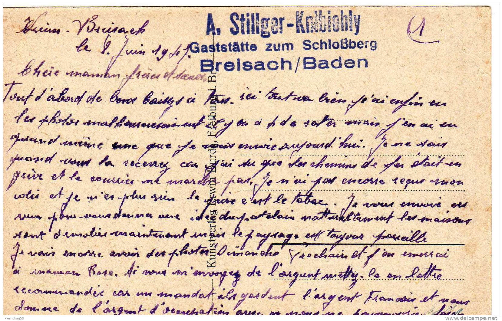 --VILLE- ALLEMAGNE - BREISACH BADER - Correspondance Soldat "JULIEN 2Juin 1947 " Courrier Sur 2 Cartes Inséparables - Breisach