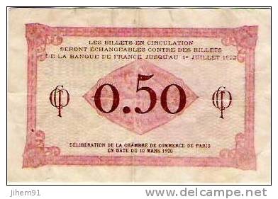 Billet De 50 Centimes (Chambre De Commerce De Paris) -  1922 - Numéro : 069.780 (§) - Chambre De Commerce