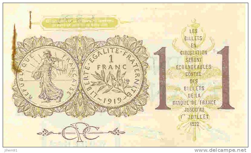 Billet De Un Franc (Chambre De Commerce De Paris) -  1922 - Numéro : 0.050767 (§) - Chambre De Commerce