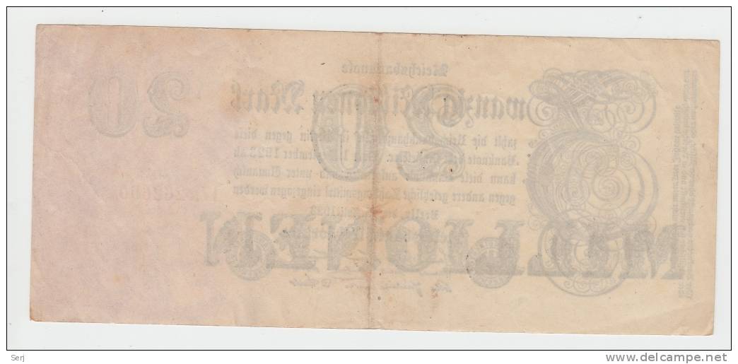 GERMANY 20 Millionen MARK 1923 VF+ P 97b 97 B - 20 Millionen Mark