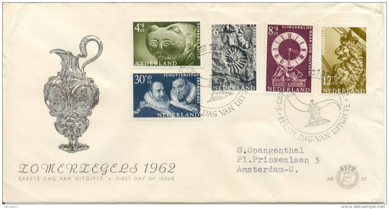 Pays-Bas 1962 FDC  " Horloge à Pendule " Horlogerie Yvert 747/51 - Horlogerie