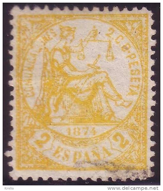 Edifil 143 Alegoría 2 Cts Amarillo De 1874 En Usado, Catalogo 13 Eur - Usados